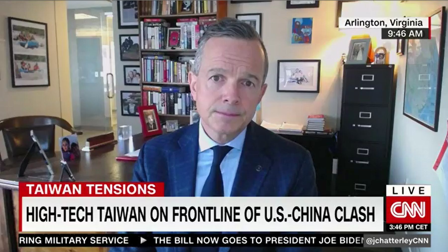 Screenshot of Rupert talking Taiwan with CNN International